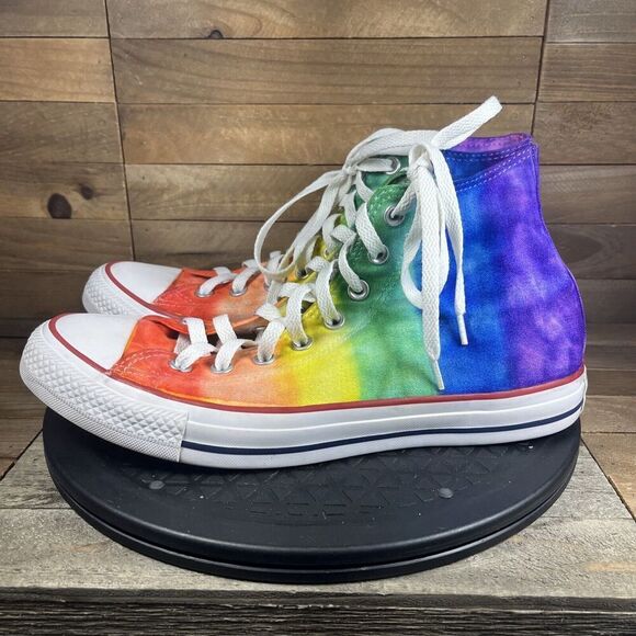 Converse Mens Size 9 Chuck Taylor II All Star Hi Top Sneakers Rainbow Multicolor - Picture 3 of 10